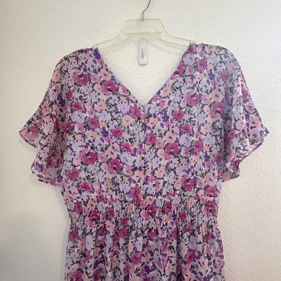 Rabbit Rabbit Designs Dress Womens 18 Purple‎ Pink Floral S/S Maxi Boho Fairy - Picture 4 of 11